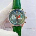 New Copy TAG Heuer Carrera Chronograph Skipper 39 mm Green Leather Strap